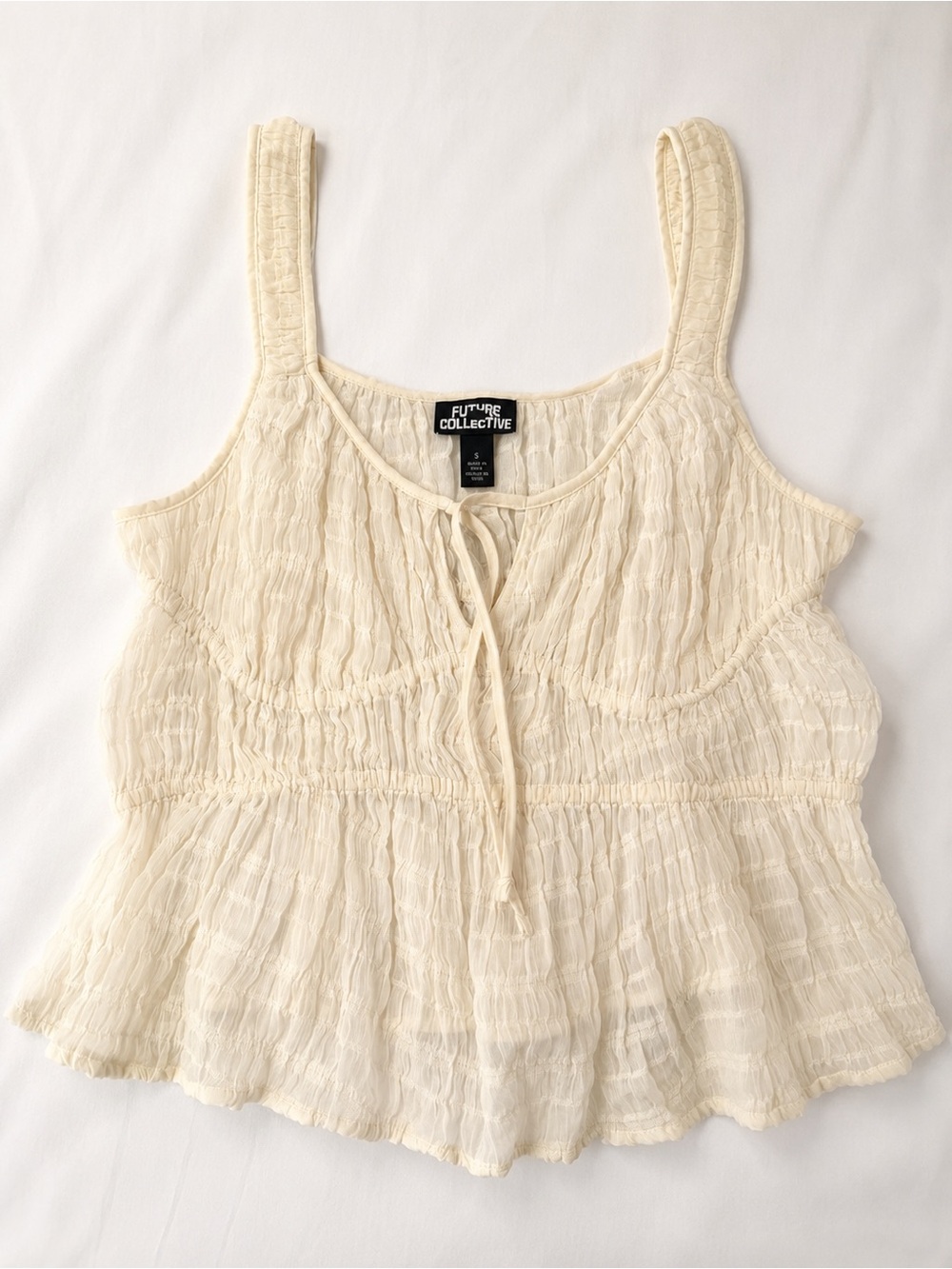 Tie-Front Tank Airy | Cottage Core | Anthropology Inspired| cream